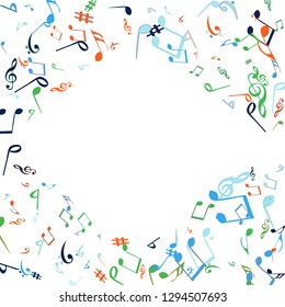 Musical Signs. Modern Background with Notes. Vector Element for Musical Poster, Banner, Advertising, Card. Minimalistic Simple Background.
