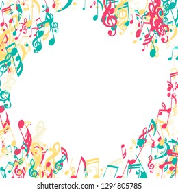 Musical Signs. Modern Background with Notes, Bass and Treble Clefs. Vector Element for Musical Poster, Banner, Advertising, Card. Minimalistic Simple Background.