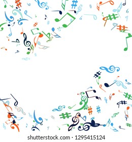 Musical Signs. Modern Background with Notes. Vector Element for Musical Poster, Banner, Advertising, Card. Minimalistic Simple Background.
