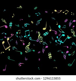 Musical Signs. Modern Background with Notes. Vector Element for Musical Poster, Banner, Advertising, Card. Minimalistic Simple Background.
