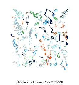 Musical Signs. Modern Background with Notes. Vector Element for Musical Poster, Banner, Advertising, Card. Minimalistic Simple Background.
