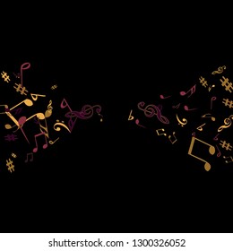 Musical Signs. Modern Background with Notes. Vector Element for Musical Poster, Banner, Advertising, Card. Minimalistic Simple Background.
