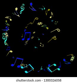 Musical Signs. Modern Background with Notes. Vector Element for Musical Poster, Banner, Advertising, Card. Minimalistic Simple Background.

