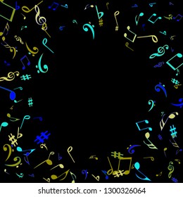 Musical Signs. Modern Background with Notes. Vector Element for Musical Poster, Banner, Advertising, Card. Minimalistic Simple Background.
