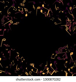 Musical Signs. Modern Background with Notes. Vector Element for Musical Poster, Banner, Advertising, Card. Minimalistic Simple Background.
