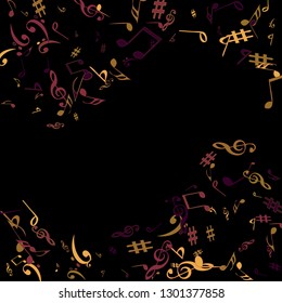 Musical Signs. Modern Background with Notes. Vector Element for Musical Poster, Banner, Advertising, Card. Minimalistic Simple Background.

