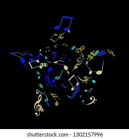 Musical Signs. Modern Background with Notes. Vector Element for Musical Poster, Banner, Advertising, Card. Minimalistic Simple Background.
