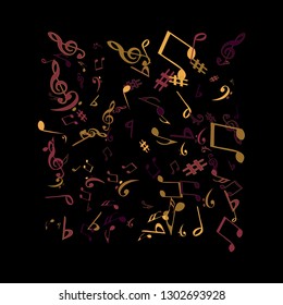 Musical Signs. Modern Background with Notes. Vector Element for Musical Poster, Banner, Advertising, Card. Minimalistic Simple Background.
