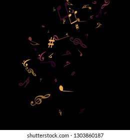 Musical Signs. Modern Background with Notes. Vector Element for Musical Poster, Banner, Advertising, Card. Minimalistic Simple Background.
