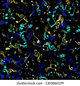 Musical Signs. Modern Background with Notes. Vector Element for Musical Poster, Banner, Advertising, Card. Minimalistic Simple Background.
