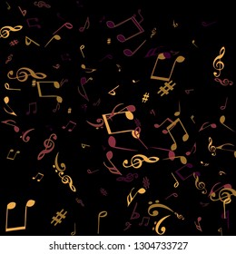 Musical Signs. Modern Background with Notes. Vector Element for Musical Poster, Banner, Advertising, Card. Minimalistic Simple Background.
