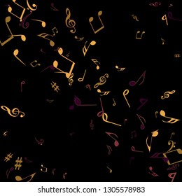 Musical Signs. Modern Background with Notes. Vector Element for Musical Poster, Banner, Advertising, Card. Minimalistic Simple Background.

