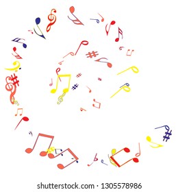 Musical Signs. Modern Background with Notes. Vector Element for Musical Poster, Banner, Advertising, Card. Minimalistic Simple Background.
