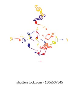 Musical Signs. Modern Background with Notes. Vector Element for Musical Poster, Banner, Advertising, Card. Minimalistic Simple Background.
