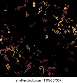 Musical Signs. Modern Background with Notes. Vector Element for Musical Poster, Banner, Advertising, Card. Minimalistic Simple Background.
