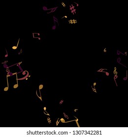 Musical Signs. Modern Background with Notes. Vector Element for Musical Poster, Banner, Advertising, Card. Minimalistic Simple Background.
