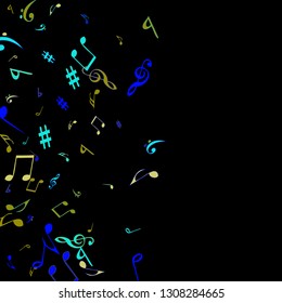 Musical Signs. Modern Background with Notes. Vector Element for Musical Poster, Banner, Advertising, Card. Minimalistic Simple Background.
