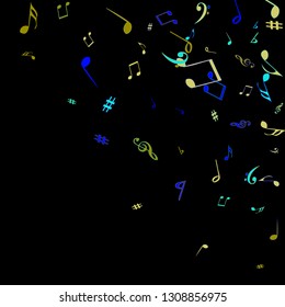 Musical Signs. Modern Background with Notes. Vector Element for Musical Poster, Banner, Advertising, Card. Minimalistic Simple Background.
