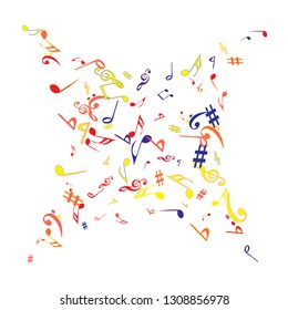 Musical Signs. Modern Background with Notes. Vector Element for Musical Poster, Banner, Advertising, Card. Minimalistic Simple Background.
