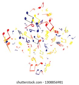 Musical Signs. Modern Background with Notes. Vector Element for Musical Poster, Banner, Advertising, Card. Minimalistic Simple Background.

