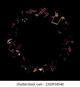 Musical Signs. Modern Background with Notes. Vector Element for Musical Poster, Banner, Advertising, Card. Minimalistic Simple Background.
