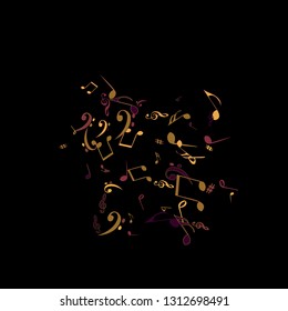Musical Signs. Modern Background with Notes. Vector Element for Musical Poster, Banner, Advertising, Card. Minimalistic Simple Background.
