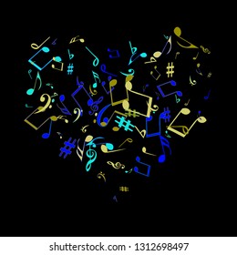 Musical Signs. Modern Background with Notes. Vector Element for Musical Poster, Banner, Advertising, Card. Minimalistic Simple Background.
