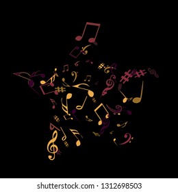 Musical Signs. Modern Background with Notes. Vector Element for Musical Poster, Banner, Advertising, Card. Minimalistic Simple Background.
