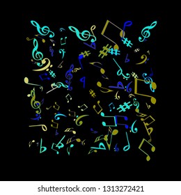 Musical Signs. Modern Background with Notes. Vector Element for Musical Poster, Banner, Advertising, Card. Minimalistic Simple Background.
