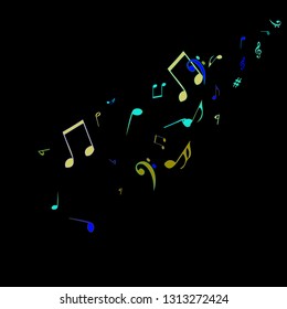 Musical Signs. Modern Background with Notes. Vector Element for Musical Poster, Banner, Advertising, Card. Minimalistic Simple Background.
