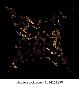 Musical Signs. Modern Background with Notes. Vector Element for Musical Poster, Banner, Advertising, Card. Minimalistic Simple Background.
