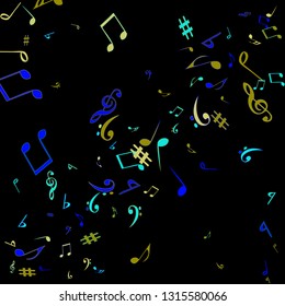 Musical Signs. Modern Background with Notes. Vector Element for Musical Poster, Banner, Advertising, Card. Minimalistic Simple Background.
