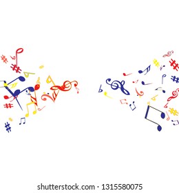 Musical Signs. Modern Background with Notes. Vector Element for Musical Poster, Banner, Advertising, Card. Minimalistic Simple Background.
