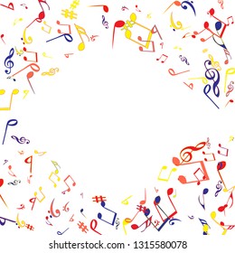 Musical Signs. Modern Background with Notes. Vector Element for Musical Poster, Banner, Advertising, Card. Minimalistic Simple Background.
