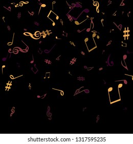 Musical Signs. Modern Background with Notes. Vector Element for Musical Poster, Banner, Advertising, Card. Minimalistic Simple Background.
