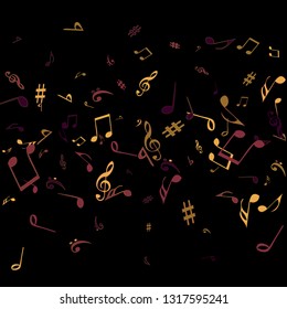 Musical Signs. Modern Background with Notes. Vector Element for Musical Poster, Banner, Advertising, Card. Minimalistic Simple Background.
