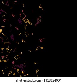 Musical Signs. Modern Background with Notes. Vector Element for Musical Poster, Banner, Advertising, Card. Minimalistic Simple Background.
