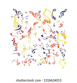 Musical Signs. Modern Background with Notes. Vector Element for Musical Poster, Banner, Advertising, Card. Minimalistic Simple Background.
