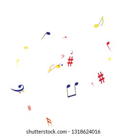 Musical Signs. Modern Background with Notes. Vector Element for Musical Poster, Banner, Advertising, Card. Minimalistic Simple Background.
