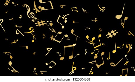 Musical Signs. Modern Background with Notes. Vector Element for Musical Poster, Banner, Advertising, Card. Minimalistic Simple Background.
