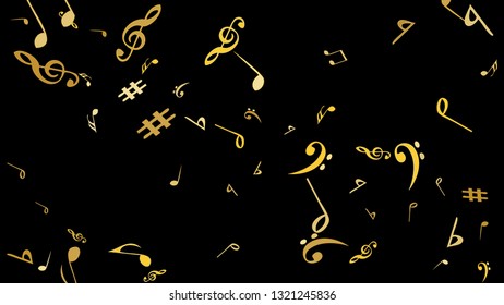 Musical Signs. Modern Background with Notes. Vector Element for Musical Poster, Banner, Advertising, Card. Minimalistic Simple Background.
