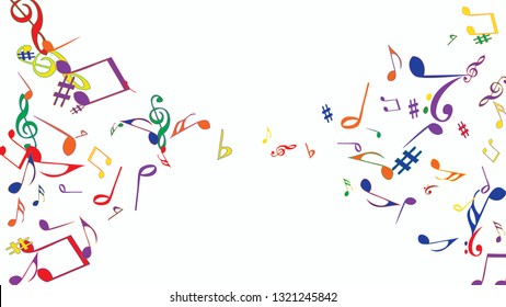 Musical Signs. Modern Background with Notes. Vector Element for Musical Poster, Banner, Advertising, Card. Minimalistic Simple Background.
