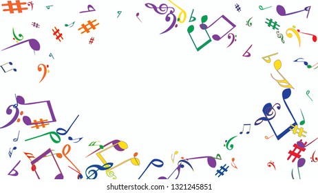 Musical Signs. Modern Background with Notes. Vector Element for Musical Poster, Banner, Advertising, Card. Minimalistic Simple Background.
