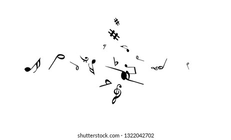 Musical Signs. Modern Background with Notes. Vector Element for Musical Poster, Banner, Advertising, Card. Minimalistic Simple Background.
