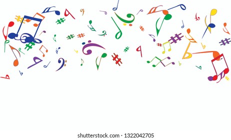 Musical Signs. Modern Background with Notes. Vector Element for Musical Poster, Banner, Advertising, Card. Minimalistic Simple Background.
