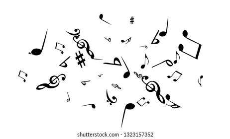Musical Signs. Modern Background with Notes. Vector Element for Musical Poster, Banner, Advertising, Card. Minimalistic Simple Background.
