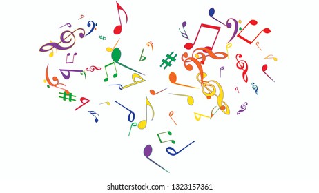 Musical Signs. Modern Background with Notes. Vector Element for Musical Poster, Banner, Advertising, Card. Minimalistic Simple Background.
