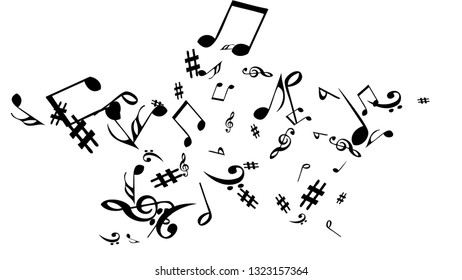 Musical Signs. Modern Background with Notes. Vector Element for Musical Poster, Banner, Advertising, Card. Minimalistic Simple Background.
