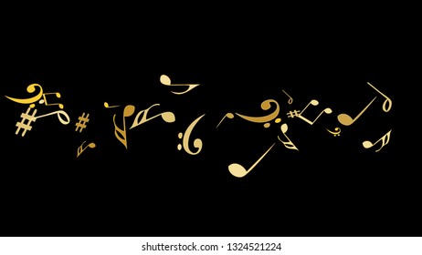 Musical Signs. Modern Background with Notes. Vector Element for Musical Poster, Banner, Advertising, Card. Minimalistic Simple Background.
