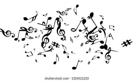 Musical Signs. Modern Background with Notes. Vector Element for Musical Poster, Banner, Advertising, Card. Minimalistic Simple Background.
